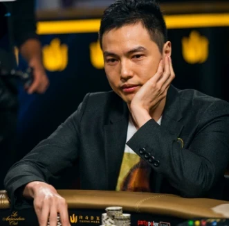 Aaron "Zang Shu Nu" Zang seated playing high stakes cash games at Triton Poker.