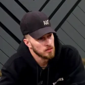 Hunter seated playing low stakes cash game poker on the Poker At The Lodge livestream.