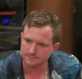 Sam seated playing mid-stakes cash game poker on the Hustler Casino Live stream.