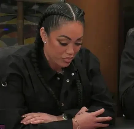 Telli Swift seated playing high stakes cash game poker on Hustler Casino Live.