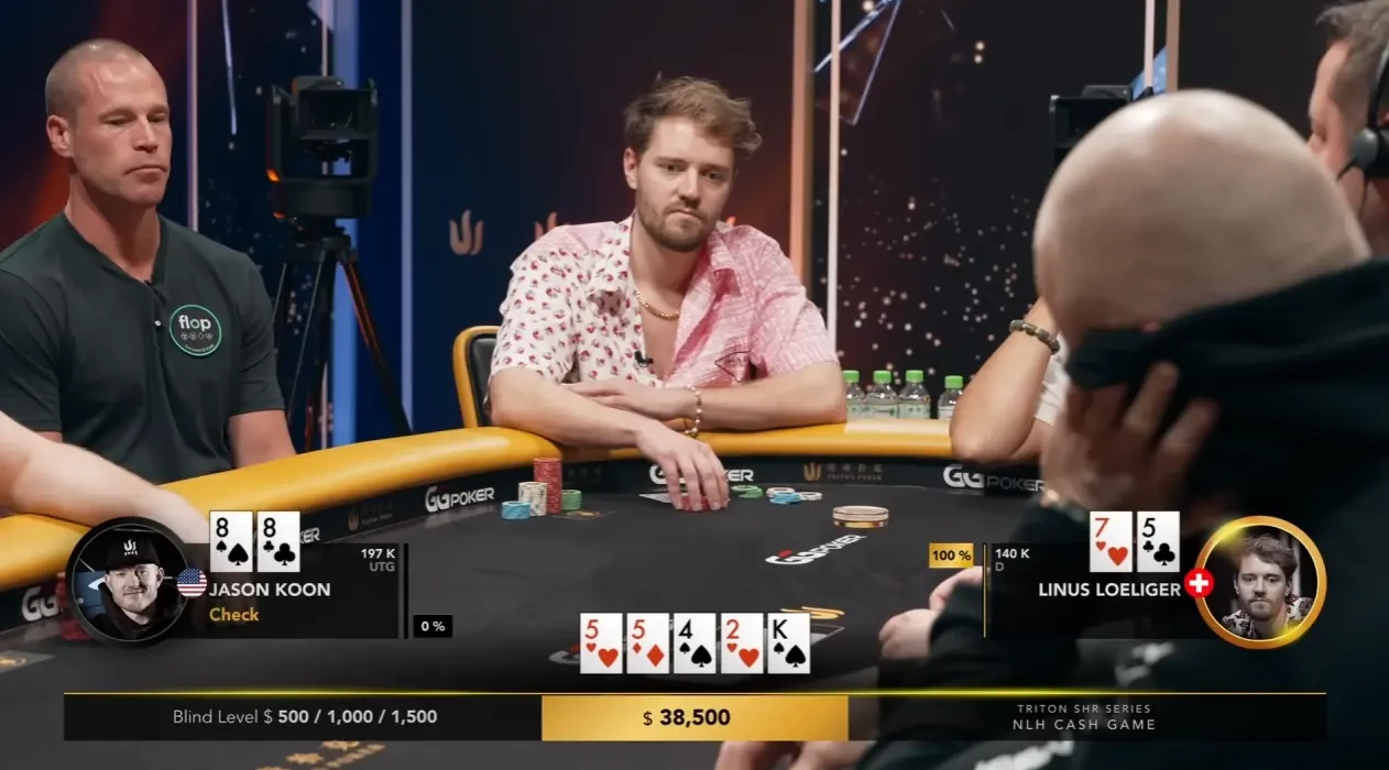 Linus Loeliger seated playing high stakes cash games at Triton Poker Vietnam 2023